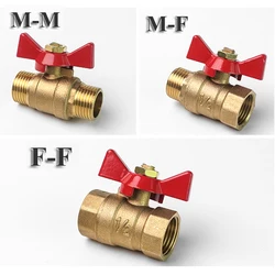 Shutoff Ball Valve Female To Female Thread Two Way Brass With Butterfly Handle For Fuel Gas Water Oil Air 1/4