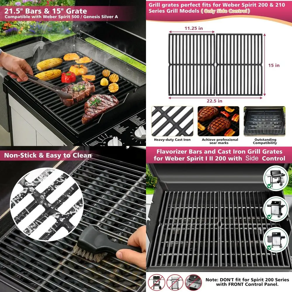 

Weber Spirit 200 Series Replacement Parts: 7535 Flavorizer Bars 21.5 & 7522 Cast Iron Grate 15