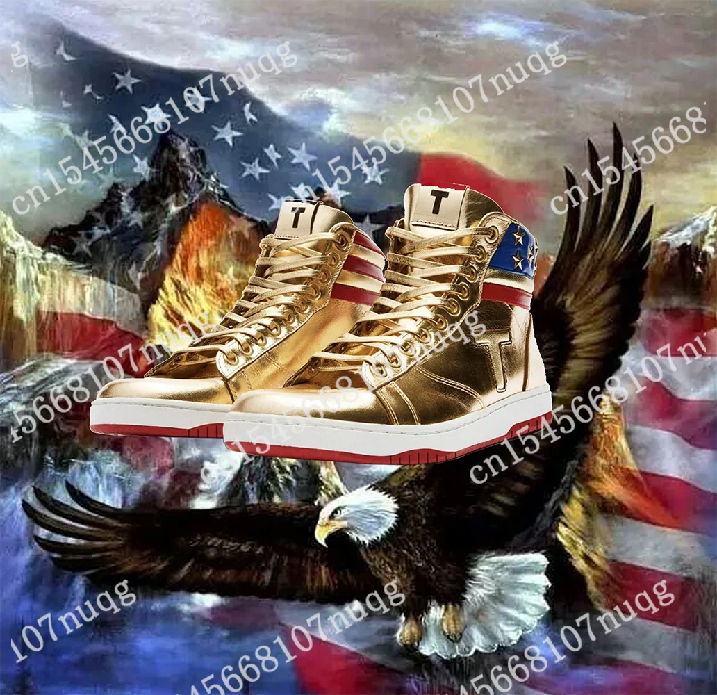 Hot Fashion Trump Shoes Never Surrender 2024 MAGA High Low Top Gold Sneaker Gym Shoes Męskie buty damskie Buty szosowe Duży rozmiar 47