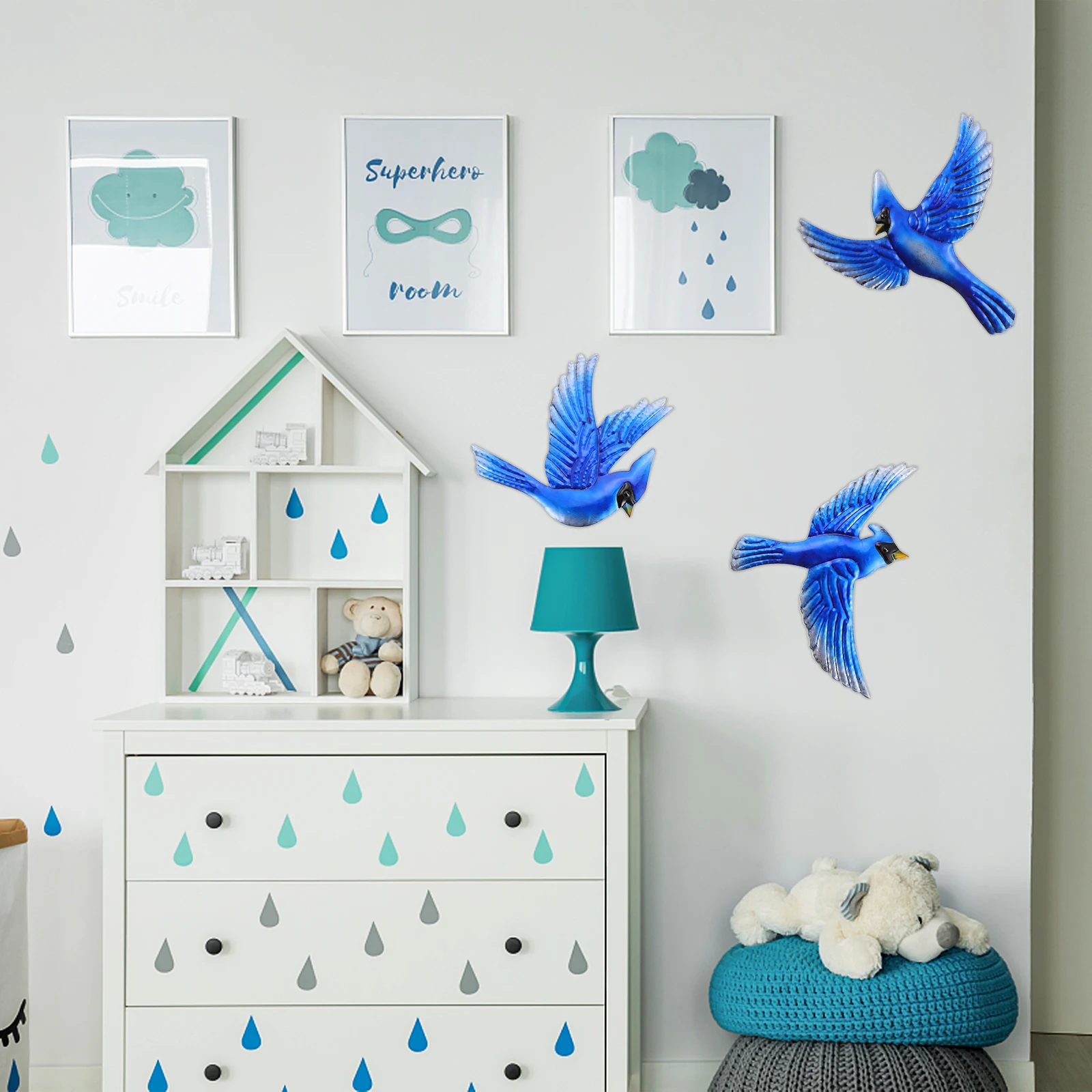 

3 Pcs Coat Hanger Wall-mounted Bird Decorations Hanging Wrought Iron Birds Pendants