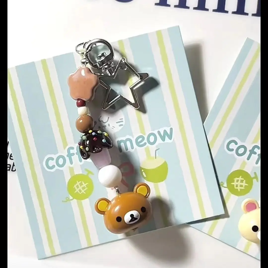سلسلة مفاتيح من الكرتون Rilakkuma سستة اكسسوارات لطيف سلسلة هواتف محمولة كاميرا قلادة Ccd الديكور هدايا العيد للبنين بنات