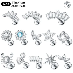 1PC Titanium Piercing Cluster Cubic Zircon Cartilage Earring Tragus Pircing Flat Back Stud Helix Piercing Jewelry Women Gifts
