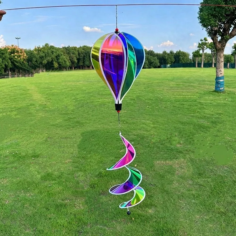 High Quality Plastic Hot Air Balloon Spinner Rainbow Colors Multistyles Wind Spinner Striped Tie Dye Pinwheels