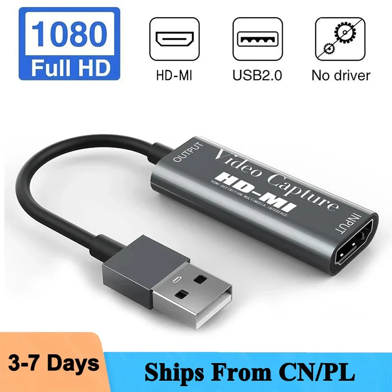 Kuwfi Video Capture Card 1080P USB2.0 Hdmi Video Grabber Box Live Recorder Game Capture Card Voor Laptop PS4 Live streaming