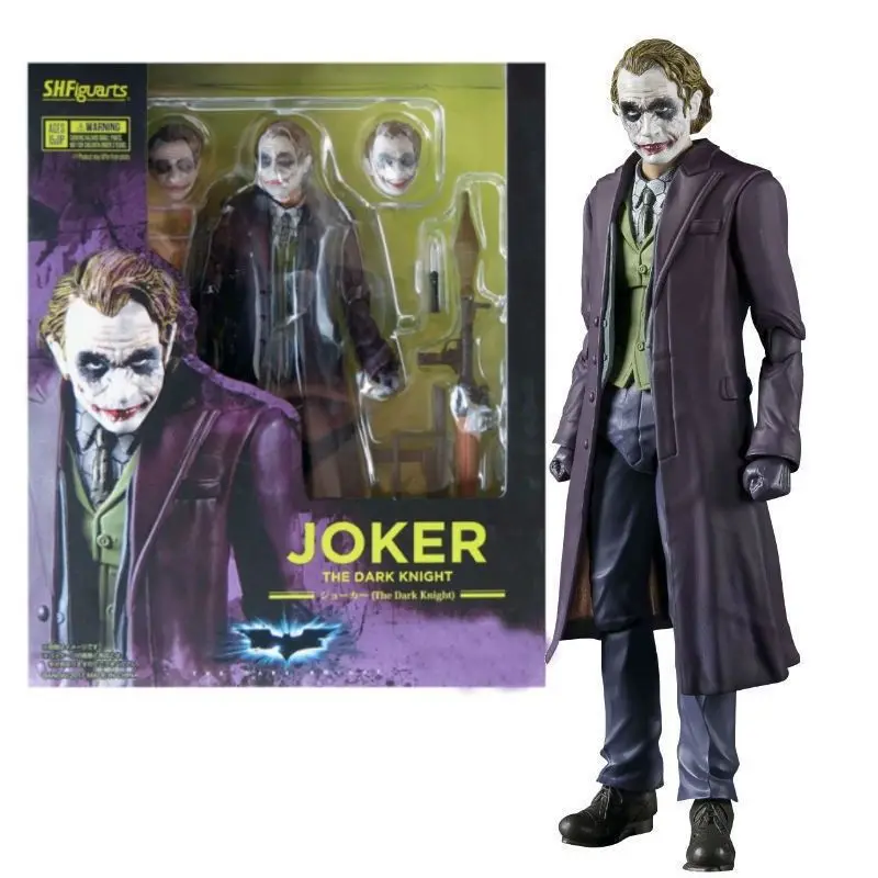 

Batman Dark Knight SHF Clown Heath Ledger Joker Collectible Doll Set with Packaging as a Display Piece