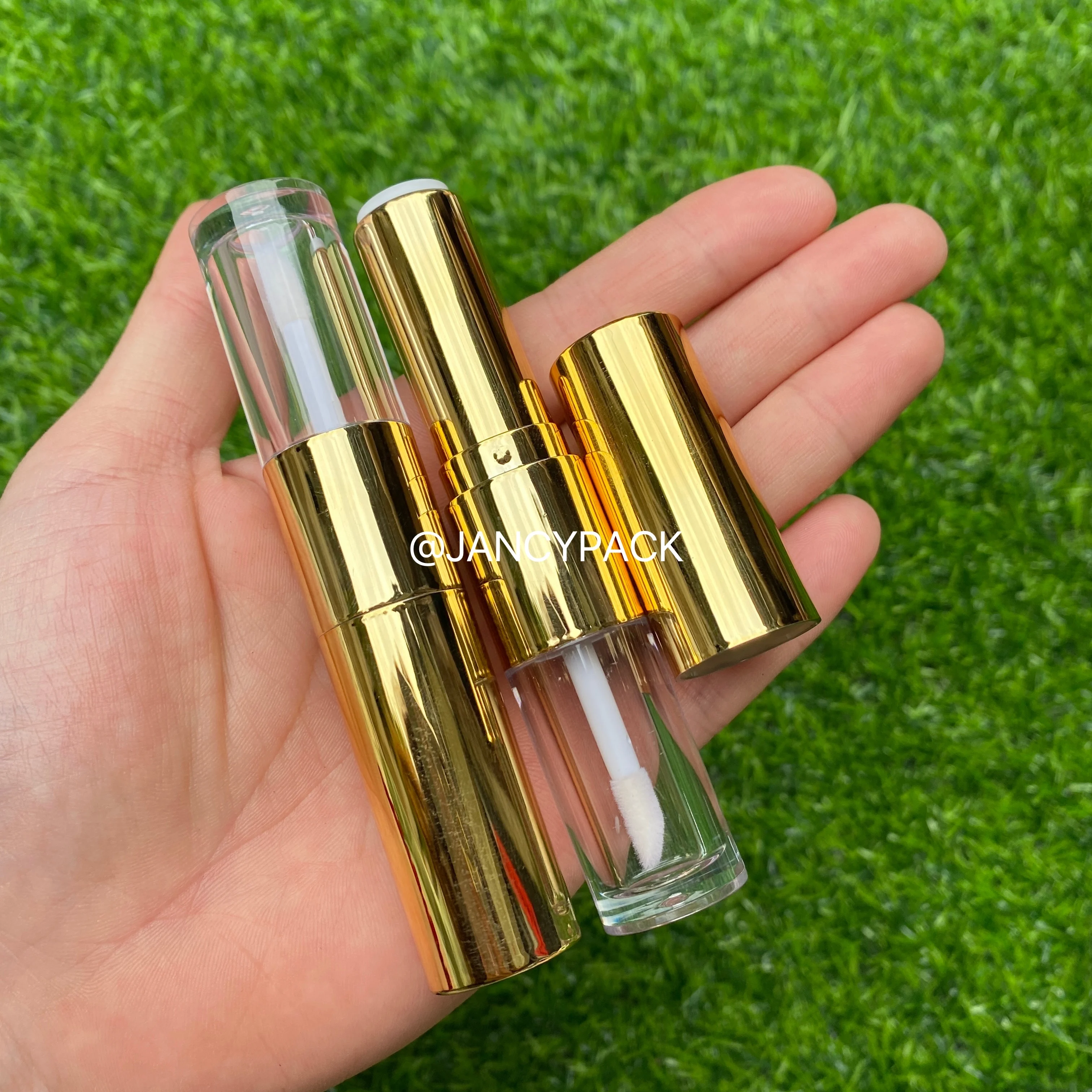 Double Head 12.1mm Gold Lip Balm Tube 2.5ml Cosmetic Double-end Lip Gloss Wand Tube Lip Glaze Lipstick Containers  Custom Logo