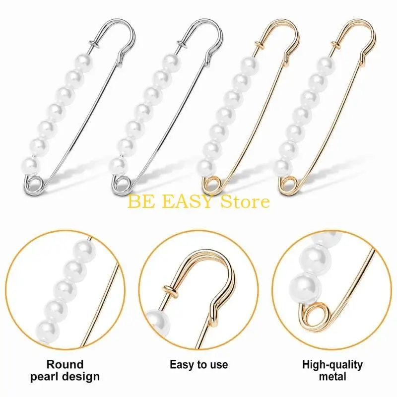 

E28F 4 шт., жемчуг, бисер, пояс, регулируемая булавка, застежки на талии для джинсов, зажим для брюк, рубашки, украшения одежды