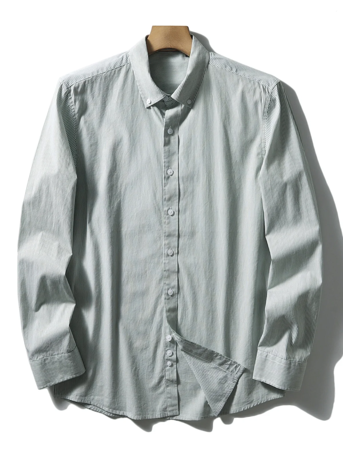 ウェイド 肌に優しい純綿 メンズ 春 カジュアル ロングスリーブ ストライプ柄 通気性 通勤 スタンドフィット デイリーウェア