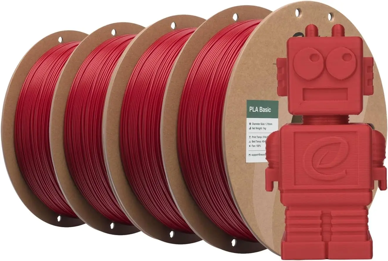 

Филамент PLA 1,75 мм для 3D-принтера, высокоскоростная печать, 4 катушки по 1 кг, цвет «Пожарная машина» (красный)