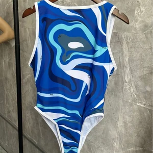 ملابس السباحة المثلث عارية الذراعين للمرأة ملابس السباحة من قطعة واحدة ملابس السباحة ضئيلة البطن مثير رسالة طباعة العلامة التجارية للأزياء أعلى 8 ملابس السباحة الضئيلة البطن للمبيعات - رقم 5