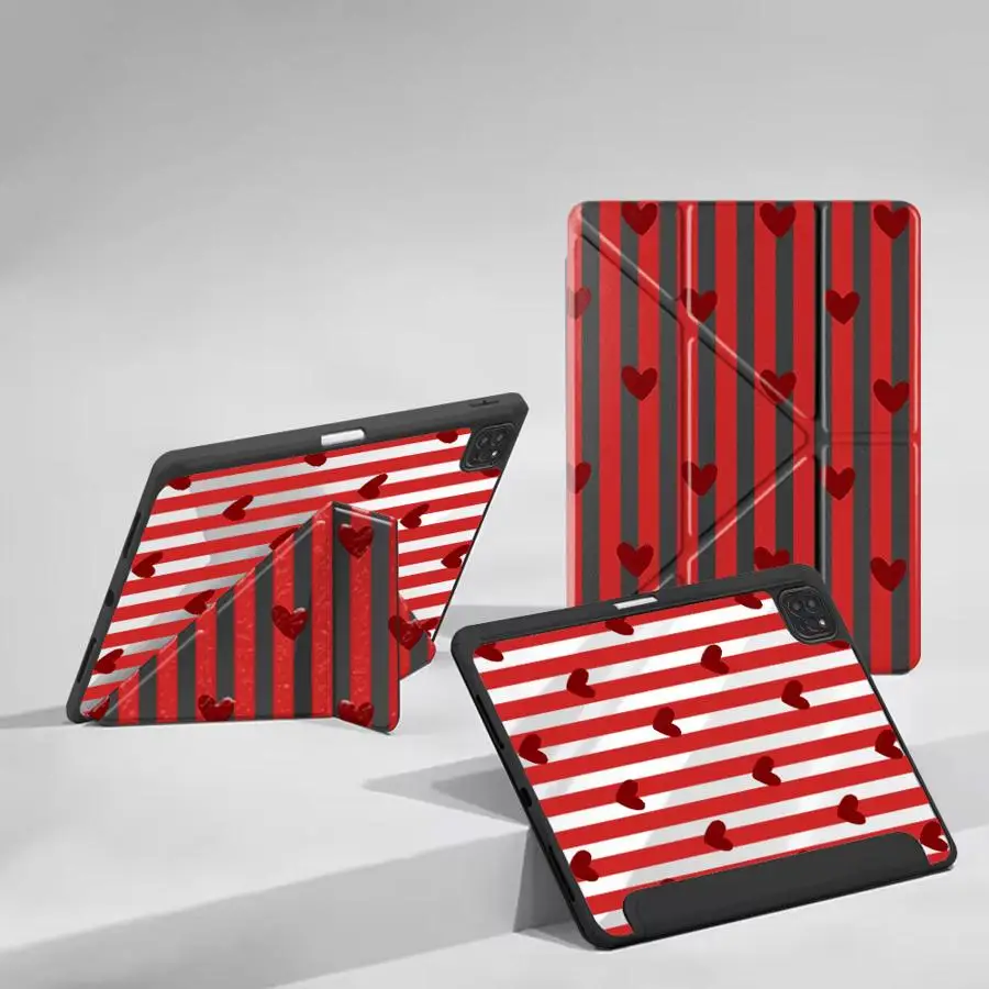 Stripe Love Heart Tablet Case For iPad Pro 11 10 9 8 7 th 12.9inch Air 4 5 M3 M2 M4 11inch Mini 6 7 Pro 2025 Holder Cover