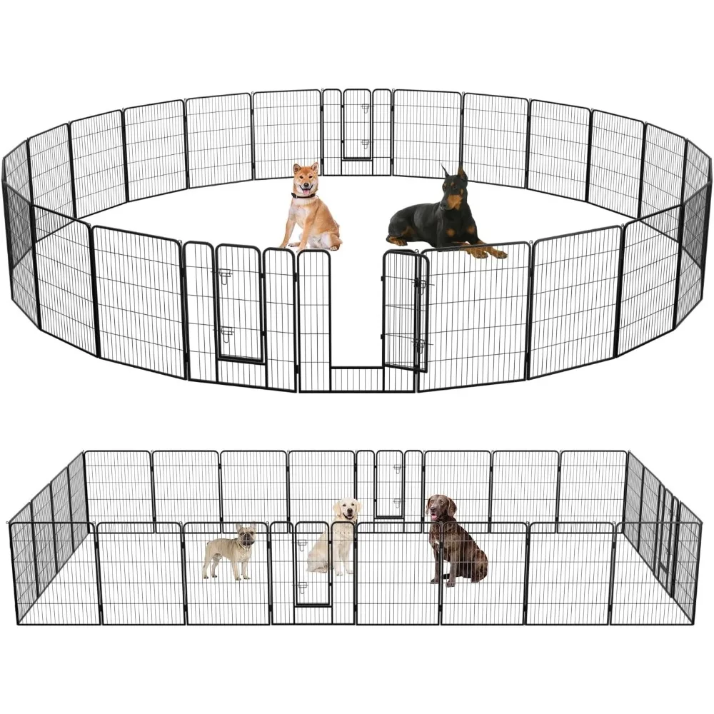 Imagem -02 - Heavy Duty Black Fence para Animais de Estimação Dog Kennel Exercício de Cachorro Portátil 24 Painéis 40 Hight Fit For Yard Camping