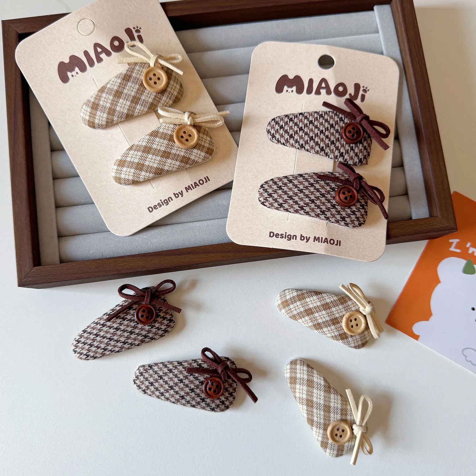 

2PC Baby Tartan Plaid Prints Hair Clips for Girls Coffee Brown Bowknot BB Barrettes Hairpins Kids Party Hair Accessories