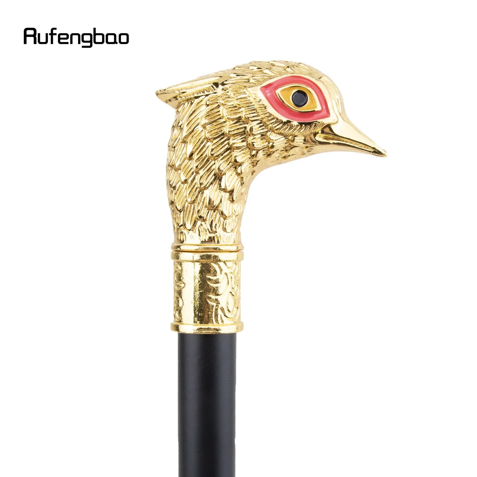 Golden Bird Head Red Eye Single Joint Fashion Walking Stick Decorative Vampire Cospaly Party Walking Cane Halloween Crosier 93cm