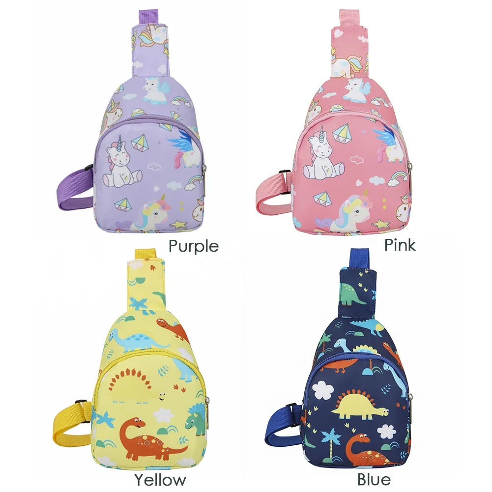 Cute Dinosaur Horn Horse Print Chest Bags Children Cartoon Mini Crossbody Bags