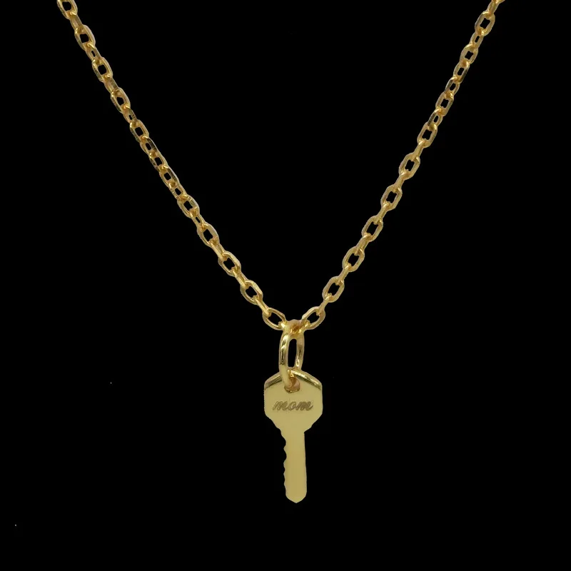 Mom dad letter key pendant necklaces stainless steel necklaces for women simple minimalist stainless steel jewelry new in 2024