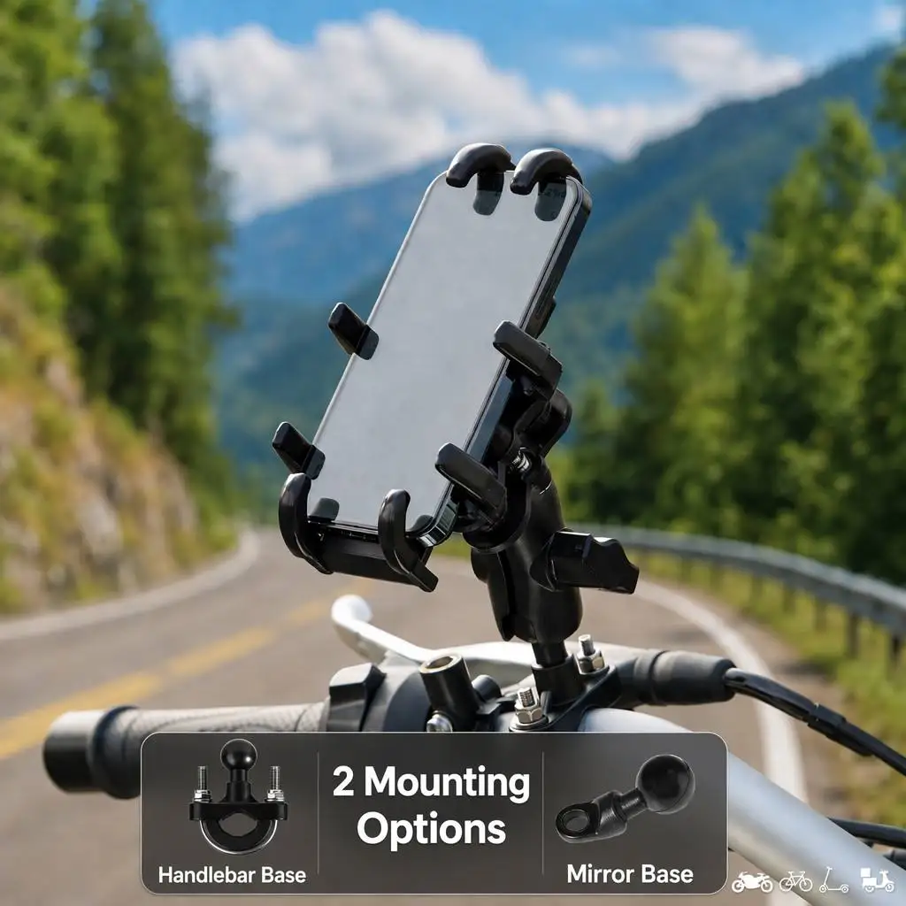 Moto Motorcycle Phone Mount Handlebar Holder Shockproof GPS Bracket Motorbike Scooter Universal Anti-vibration Smartphone Clamp