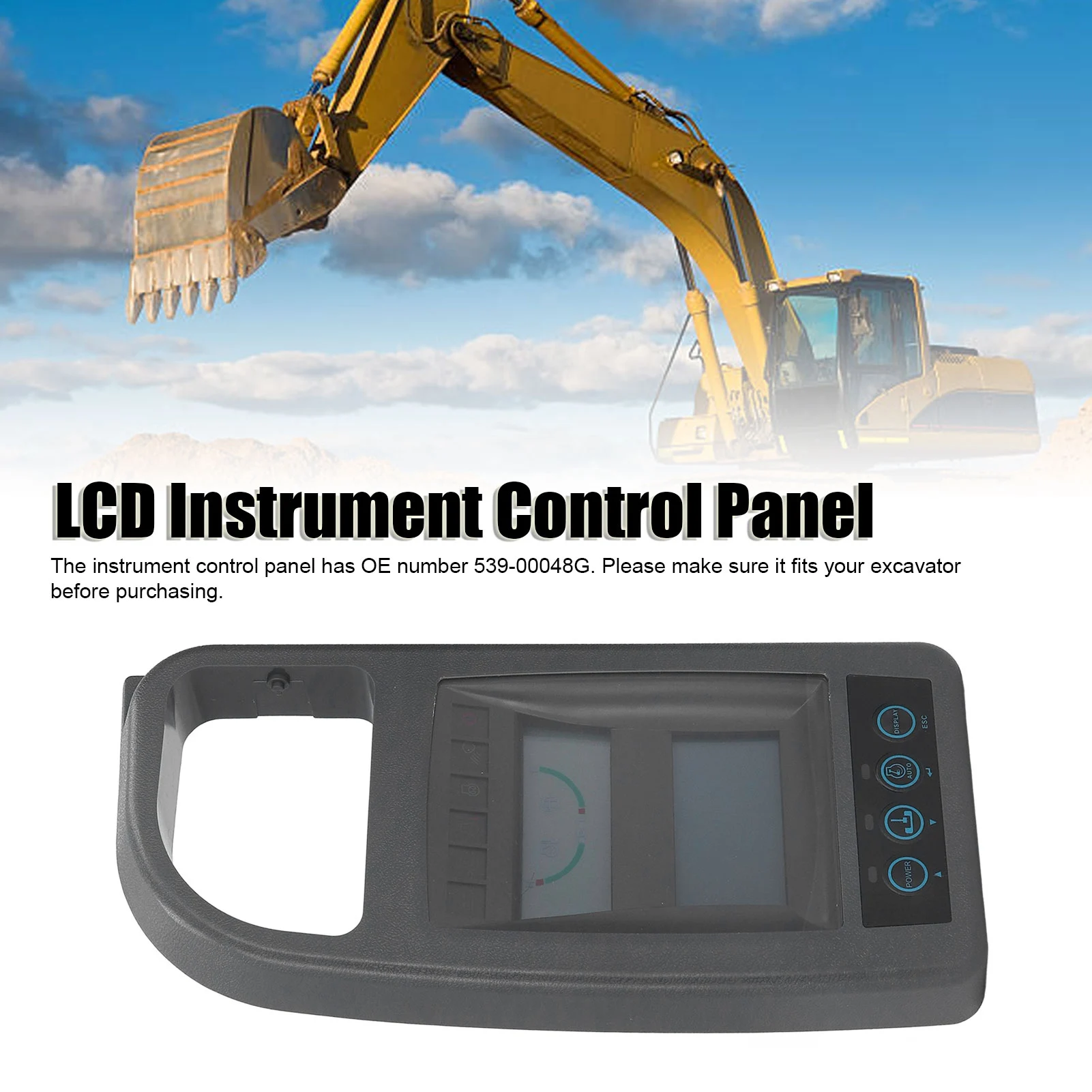 Panel de control de instrumentos LCD Panel de visualización de monitor de excavadora con llave flexible 539‐00048G Pantalla transparente para DH220 7 para reemplazo