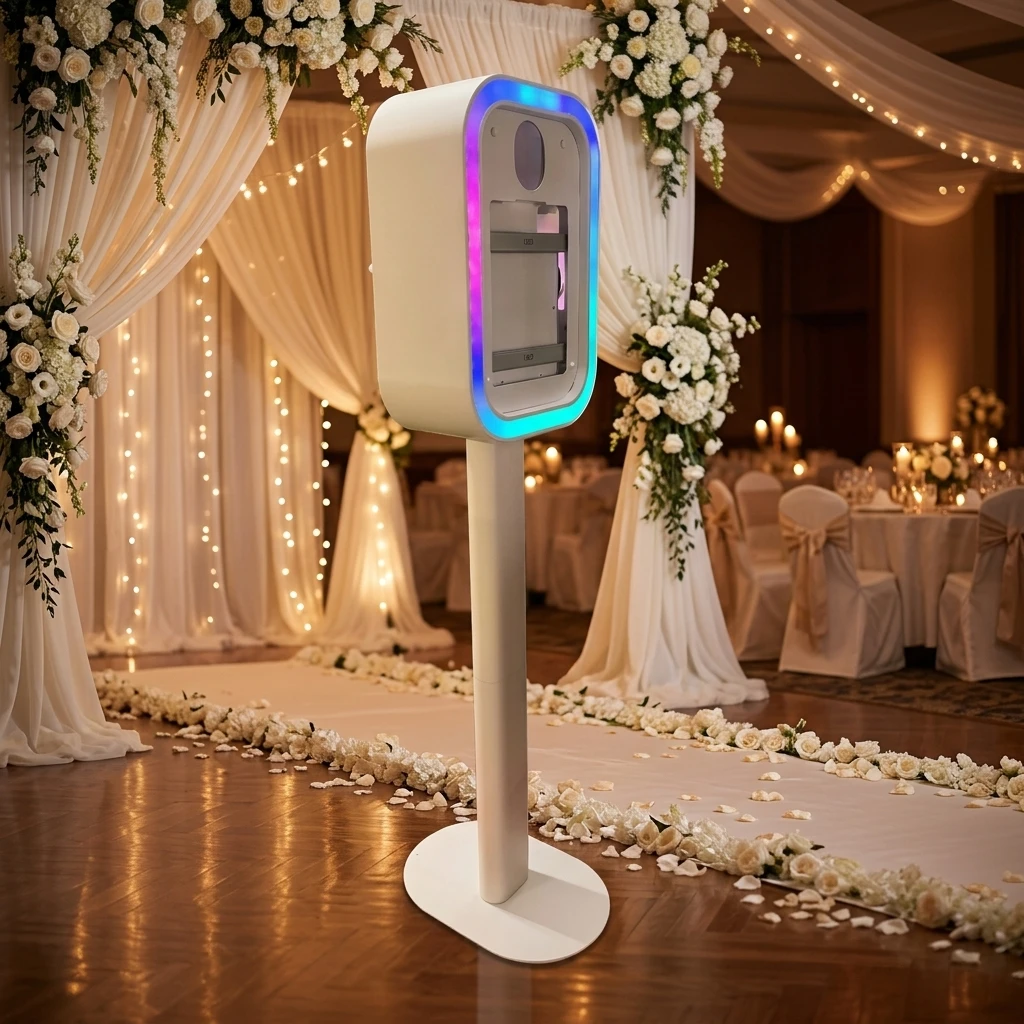 Portable Selfie Photo Booth Housing Holder Kit with Wireless Remote Control for Wedding Birthday Party Event Rental