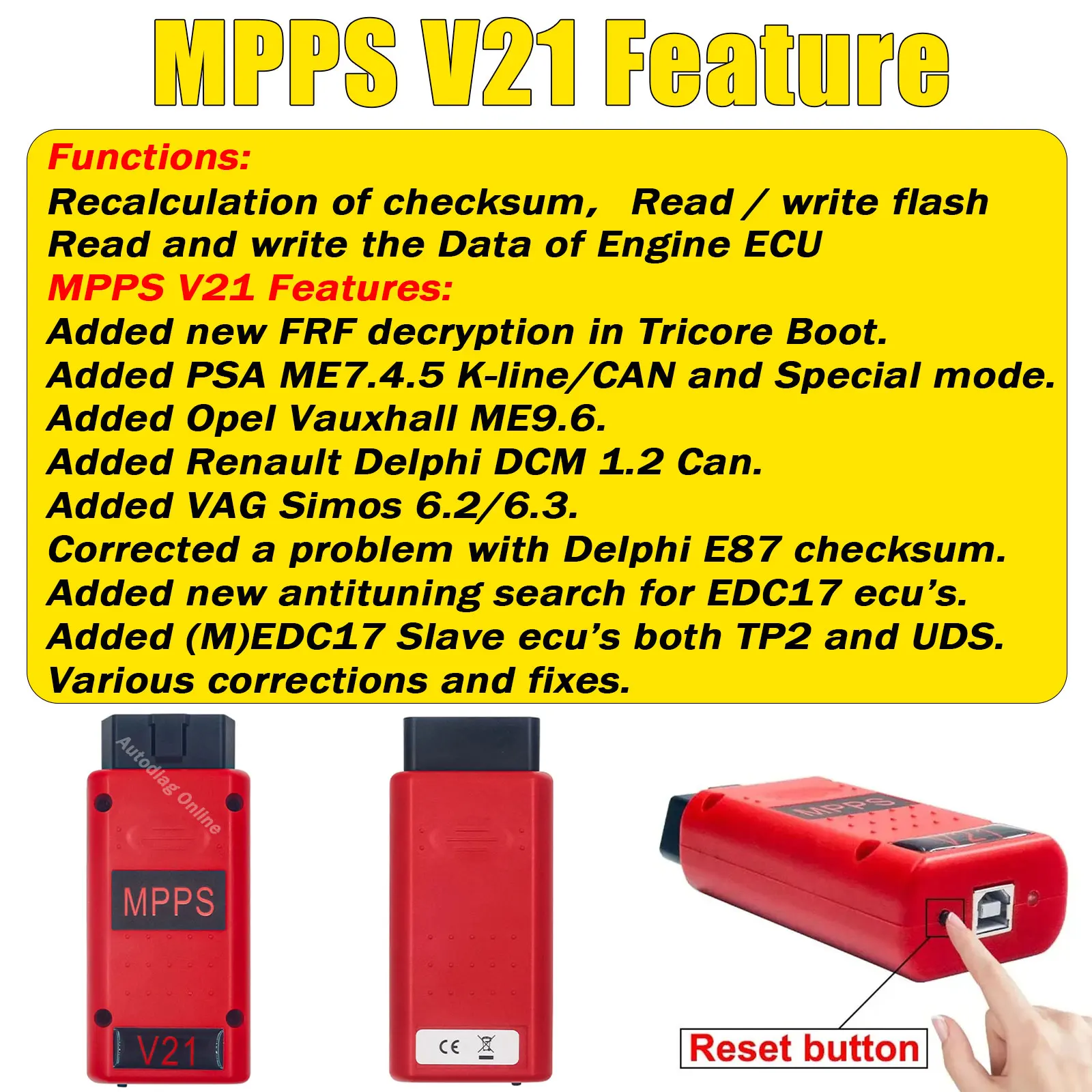 OBD2 MPPS V21 Разблокированная версия бесконечного сброса с кабелем Breakout Tricore EDC15 EDC16 EDC17 Чтение и запись OBD2 ECU Чип-тюнинг