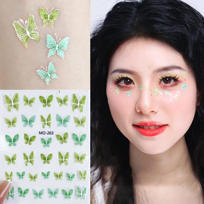 Fashion Butterfly Facial Stickers Party Facial DIY Decoration Accessories Creative Stage Makeup Sticker With Self-Adhesive