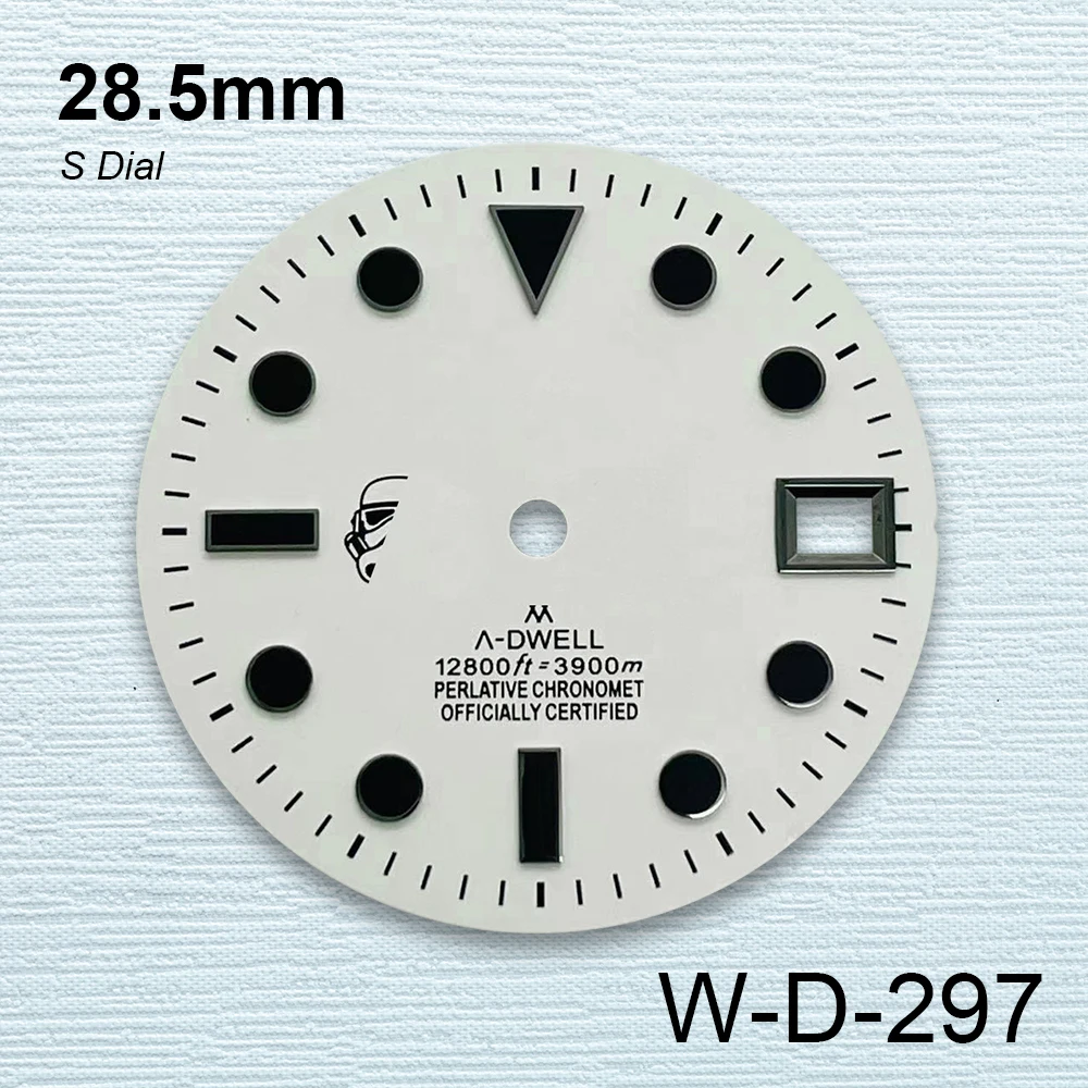 Esfera de caballero negro con logotipo S de 28,5mm, accesorios de reloj de movimiento automático japonés, adecuado para NH35/NH36/4R/7S