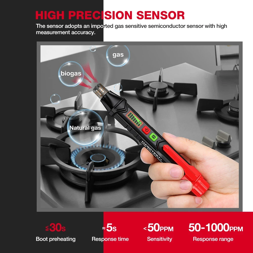 Imagem -03 - Habotest-detector Portátil do Vazamento do Gás Natural Detector do Vazamento Alarme Audível e Visual Sniffer do Gás para Localizar Combustível Ht59 Ht60
