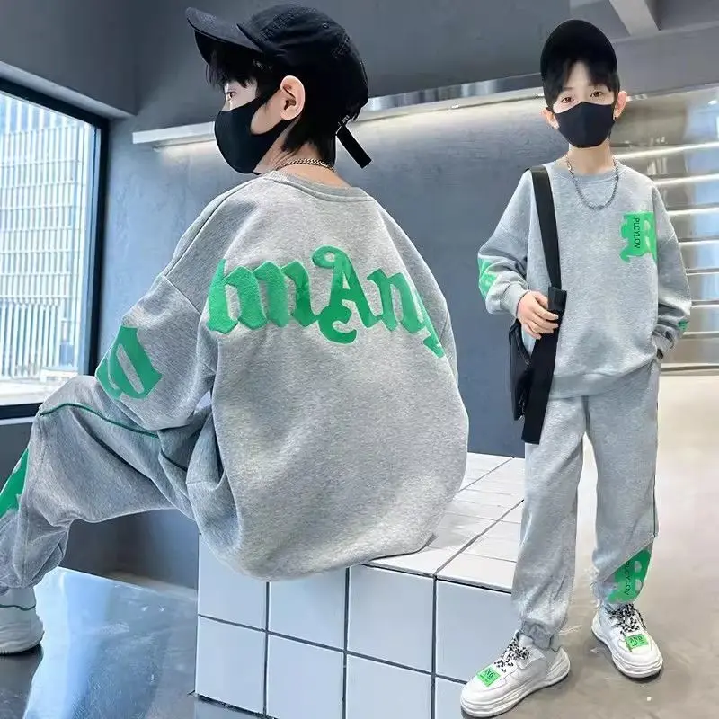 2pcs Children's Clothing Boys' Sets Spring and Autumn Clothes Set 2024 New Cool and Handsome Casual Kids Hoodie Two-piece Set image 3