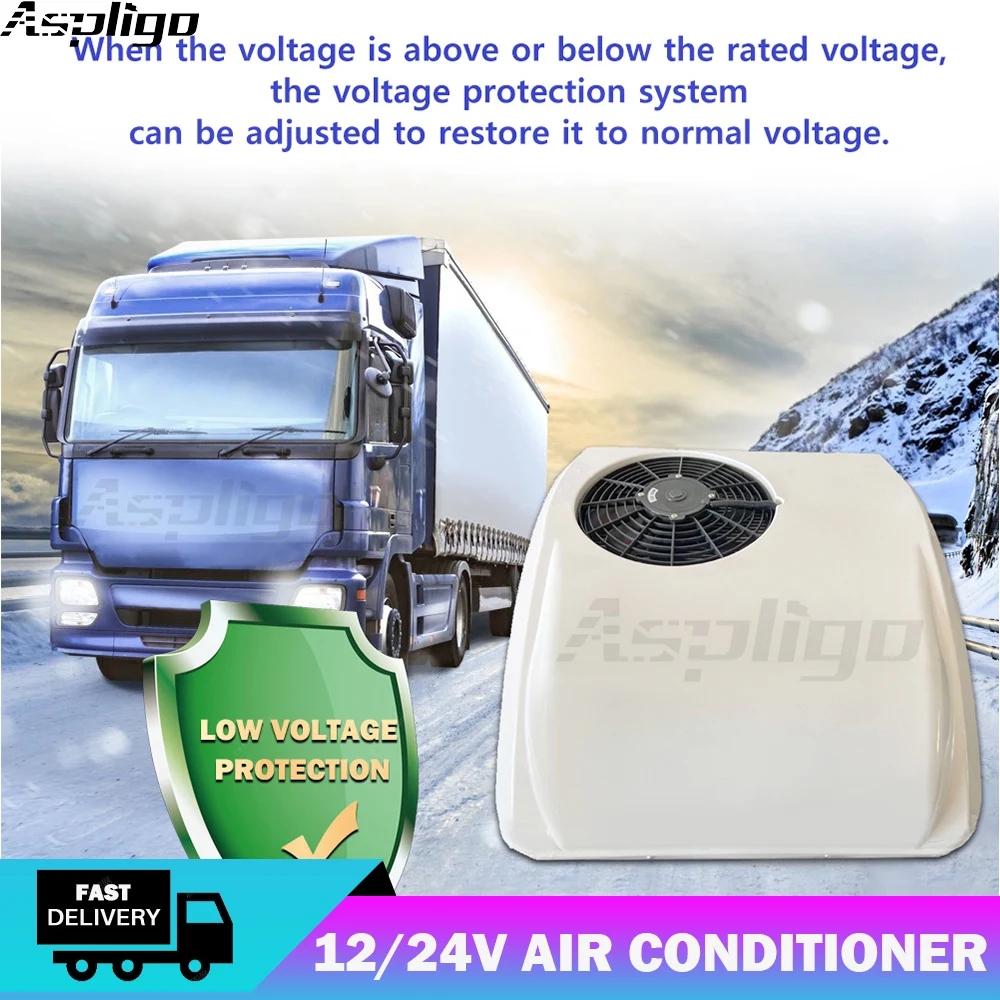 Aspligo Electric Car RV Roof Air Conditioner 12V 24V Heat and Cool RV Rooftop Parking for Truck Camper Van Caravans Motorhome