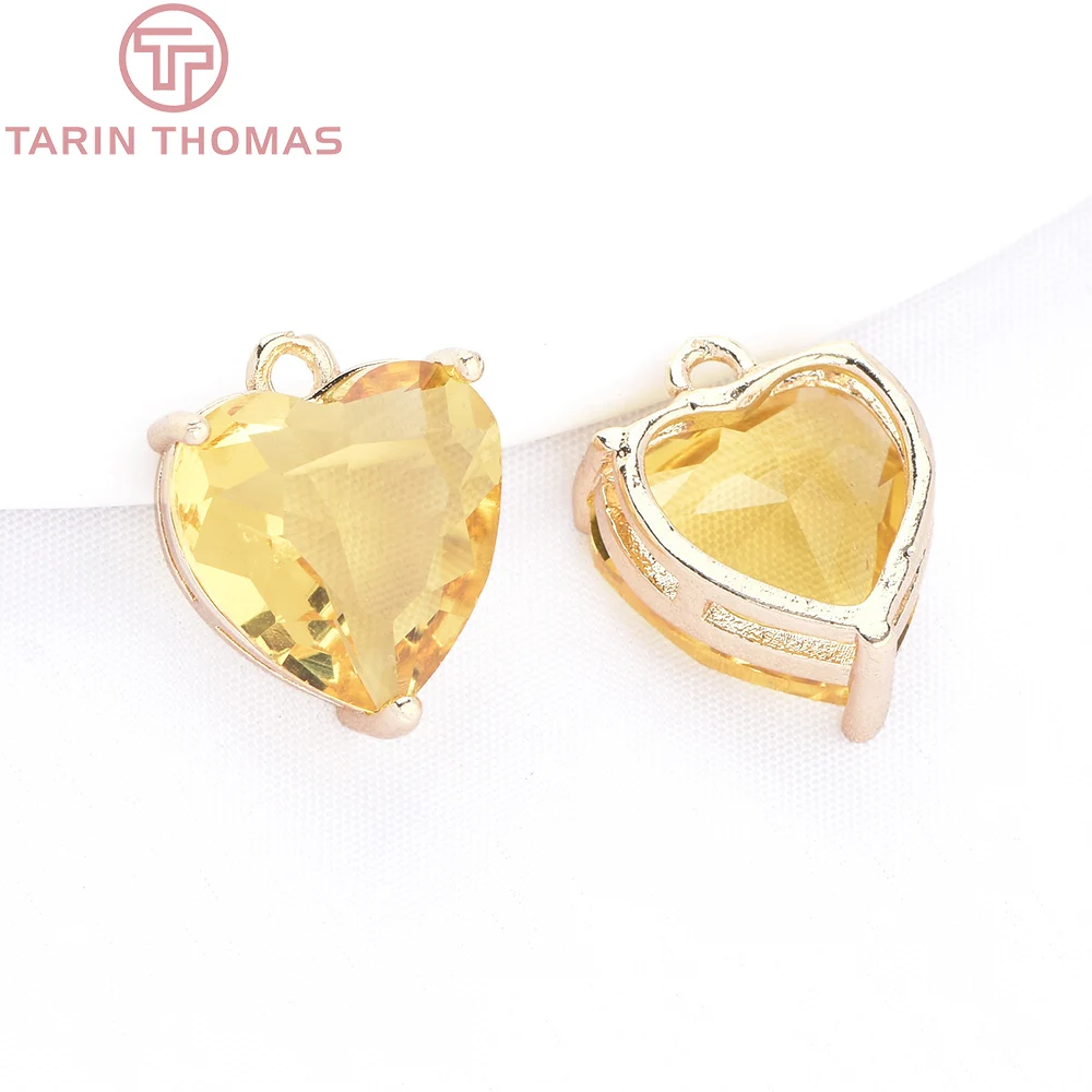 (9598) 10 قطعة 12x15 مللي متر الشمبانيا الذهب اللون النحاس مع الزركون على شكل قلب المعلقات سحر جودة عالية DIY بها بنفسك صنع المجوهرات النتائج #3