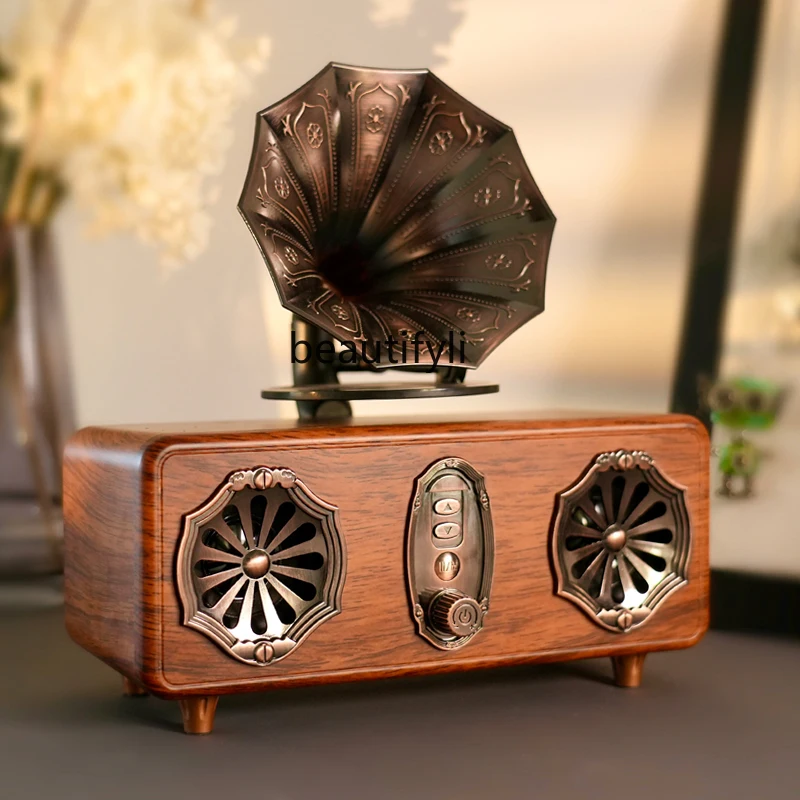 Retro bezprzewodowy głośnik bluetooth wysokiej wartości radio mała karta dysk U ciężki subwoofer domowy mini głośnik