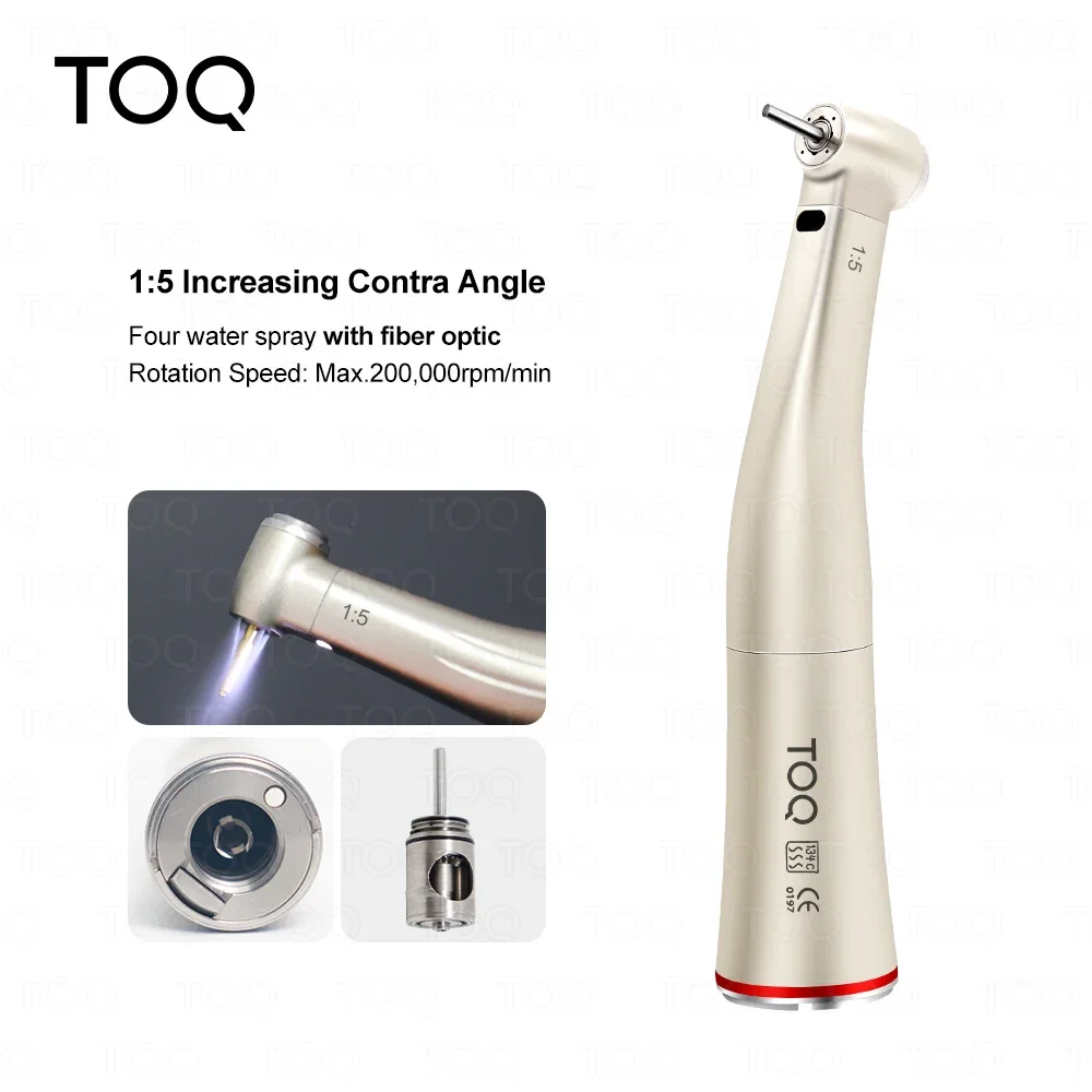 Dental LED Fiber Optic Handpiece set 1:5 Red Ring/4:1/1:1 Contra-Angle 1:1 Straight Nose fit to all E type Electric Motor