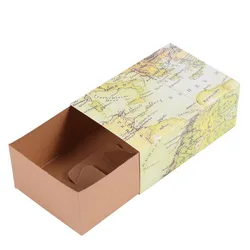 25 Pcs/lot World Map Cuboid Wedding Paper Favor Candy Boxes Gift Boxes with String Wedding Birthday Party supply For Christmas