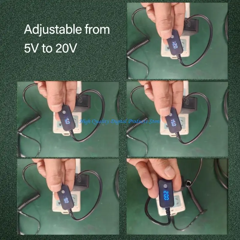 

U2JE Type C to Cigarettes Female Socket Converters Cable for Car Electronics 5V to 20V Adjustable Voltages