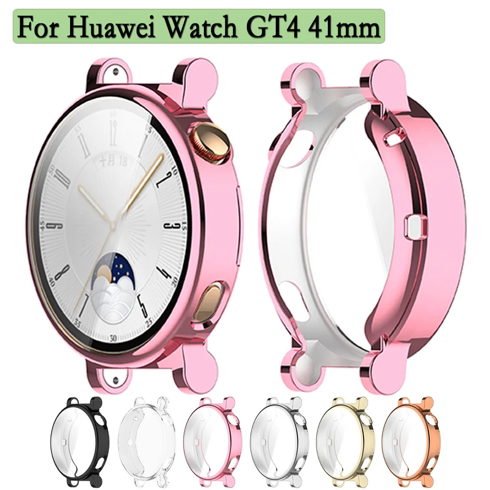 Capa de relógio para huawei watch gt4 41mm, capa protetora macia e flexível de tpu com protetor de tela