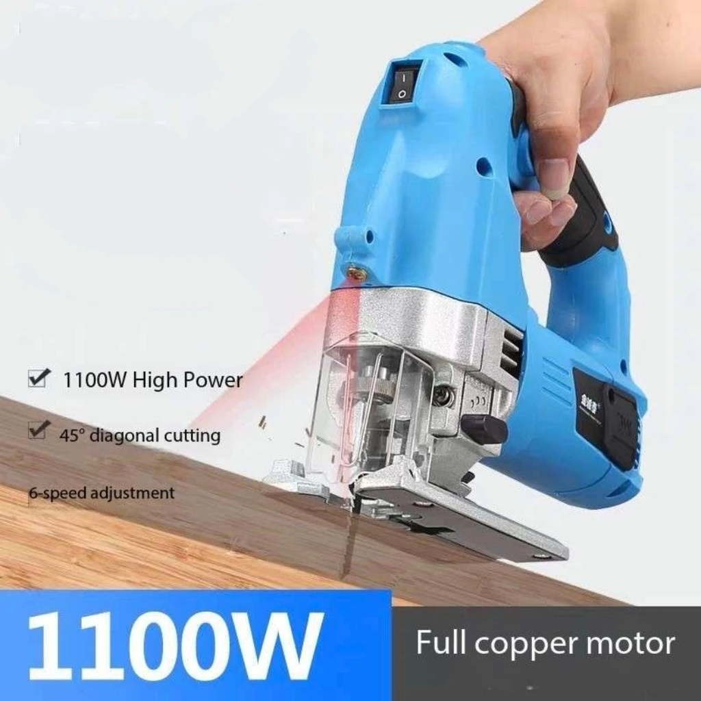 Laser Powered Electric Jigsaw Saw, Household Multifunctional Handheld Wood Panel Wire Saw Cutting Machine Woodworking Tool