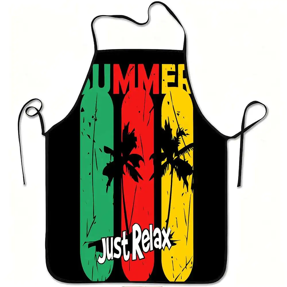 1pc 1pcs Tropical Palm Print Apron with Adjustable Waistband & Suitable for Cooking, Gardening, Orchard Picking - Durable Easy-C