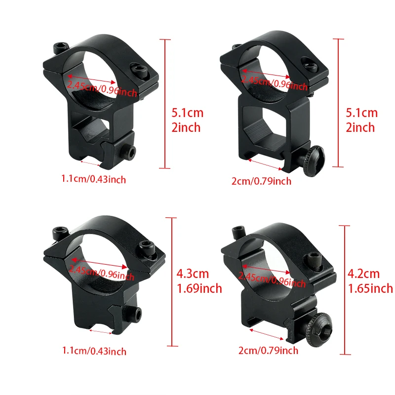 25.4mm Inner Diameter Tactical Fixture, Hunting Sight Scope Flashlight Fixture, 11mm/20mm Base Installation, Single Nail Clamp
