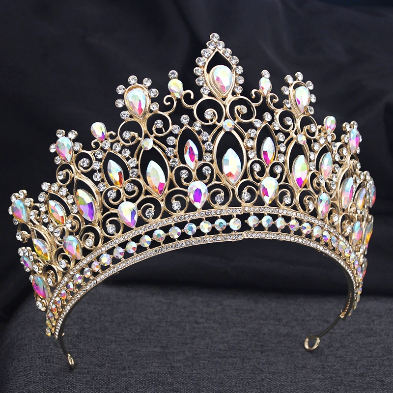 6 Colors Royal Queen Wedding Crown Large Diadem Banquet Tiaras for Party Pageant Bridal Crown Hair Jewelry Wedding Accessories