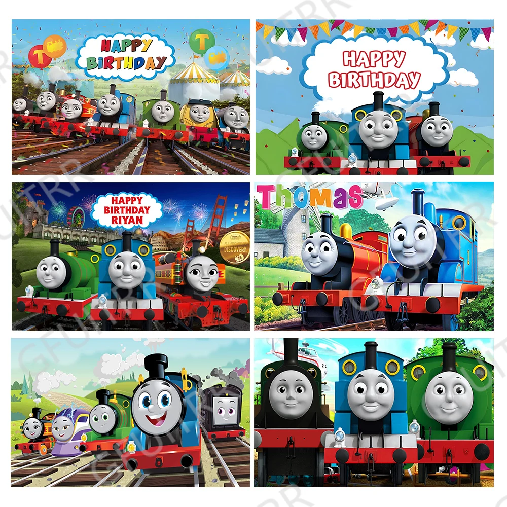 Gfuitrr Thomas and Friends Photo Backdrop Kids Birthday Party Banner Baby Shower Photography Background Photo Props