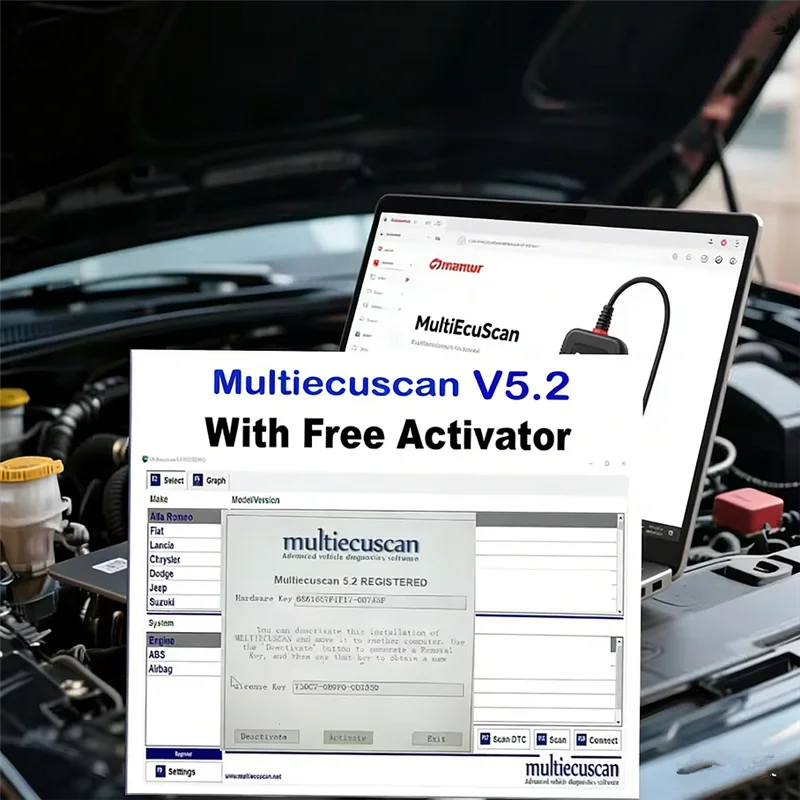 2025 Hot! Sale Multiecuscan 5.2 for Fiat Software Multiecuscan V5.2 for Fiat/Chrysler/Dodge/Jeep/Suzuki Scanner Software