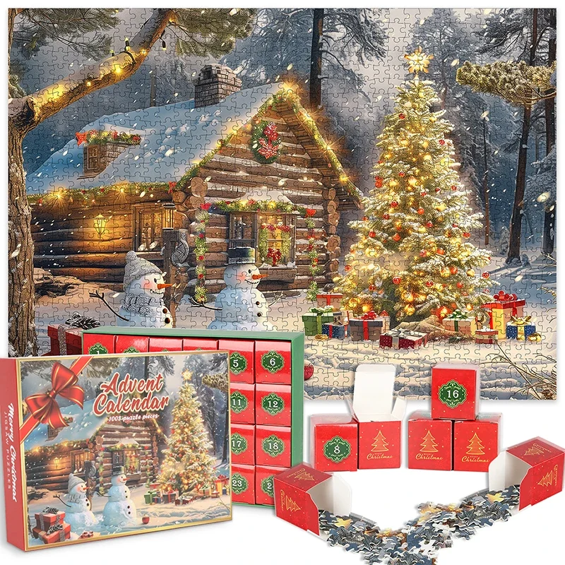 

Christmas Advent Calendar Box Gift Diy Santa Puzzle Snowman 24 Days Countdown Calendar for Girl 2024 New Year Christmas Gifts