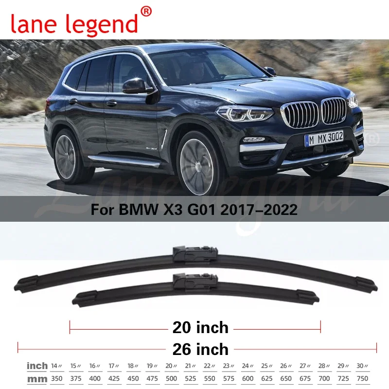 BMW X3 G01 2017 2018 2019 2020 2021 2022, 전면 와이퍼 블레이드 커터, 고무 암, 자동차 앞 유리 창 청소, 2x