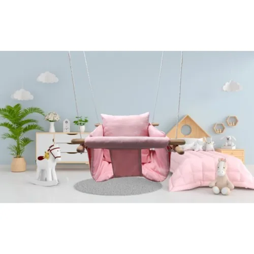 All Wood Pink Ceiling Hang Tab Portable Household Type Child Baby Swing Hammock Garden Swings