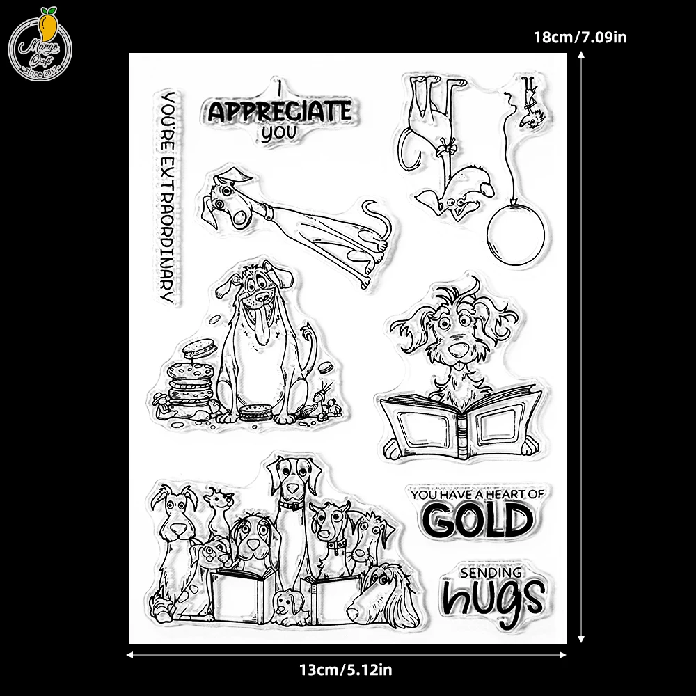 Cute Reading Puppy Dogs Cutting Dies Clear Stamp Set DIY Scrapbooking Metal Dies Silicone Stamp Card Making Crafts Albums Decor