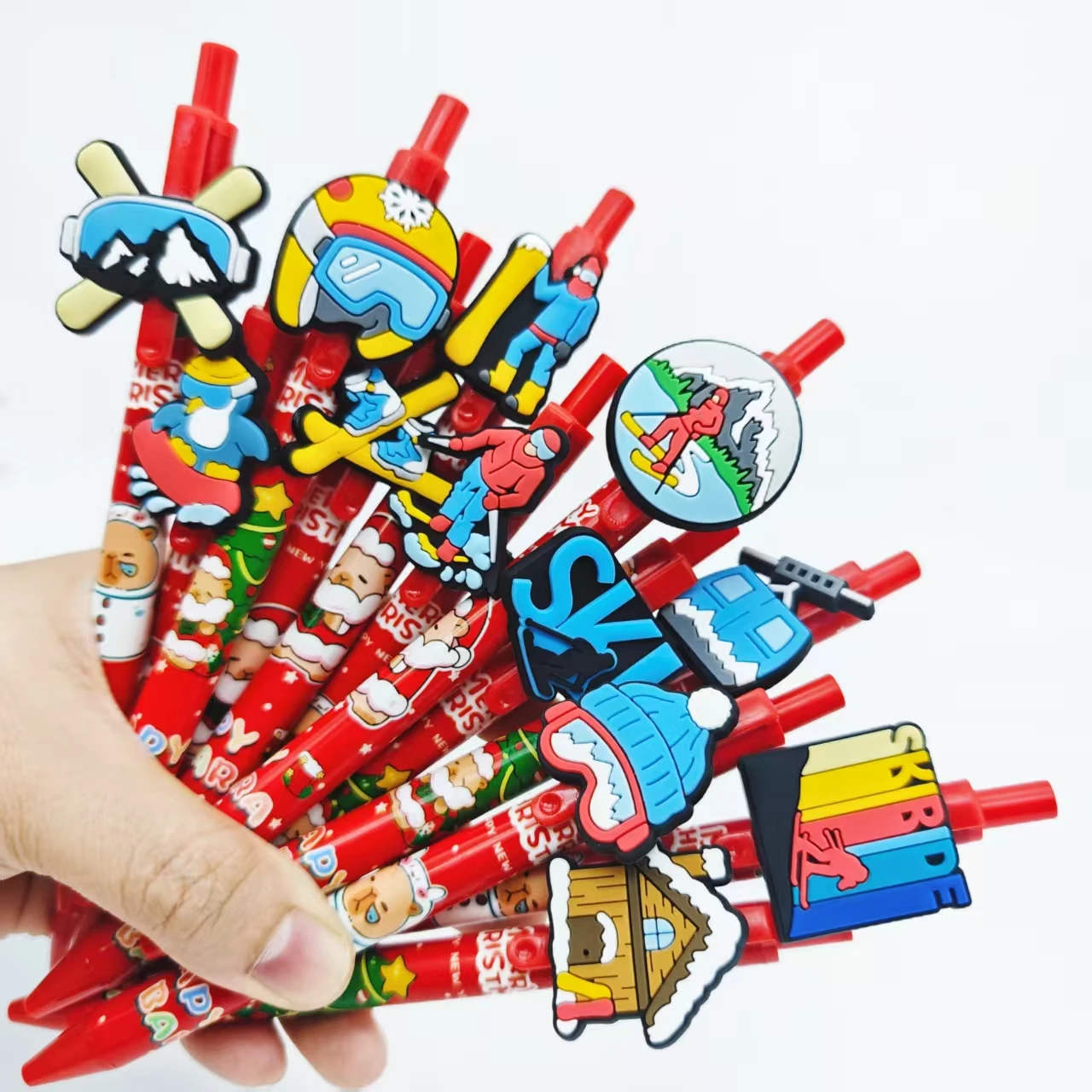 

12/20 шт., новая зимняя лыжная тема, шариковая ручка с креплением, рождественская сезонная ручка, студенческая ручка для письма, подарочная ручка