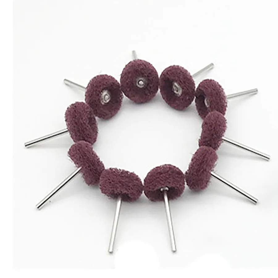 50Pcs Red Nylon Buffing Wheels, 2.35/3.0mm Shank Non-Woven Heads for Rotary Tool