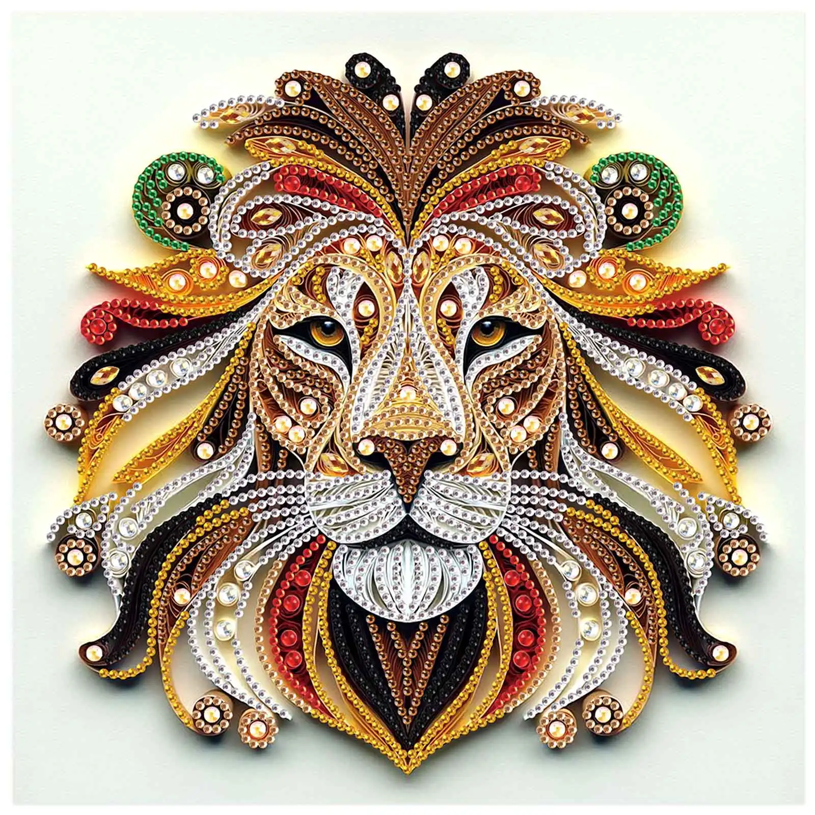 Kits de diamant de forme spéciale pour débutants, Kits artisanaux de fabrication de mosaïque partielle de diamant de lion féroce pour la décoration intérieure, cadeau d'art fait à la main