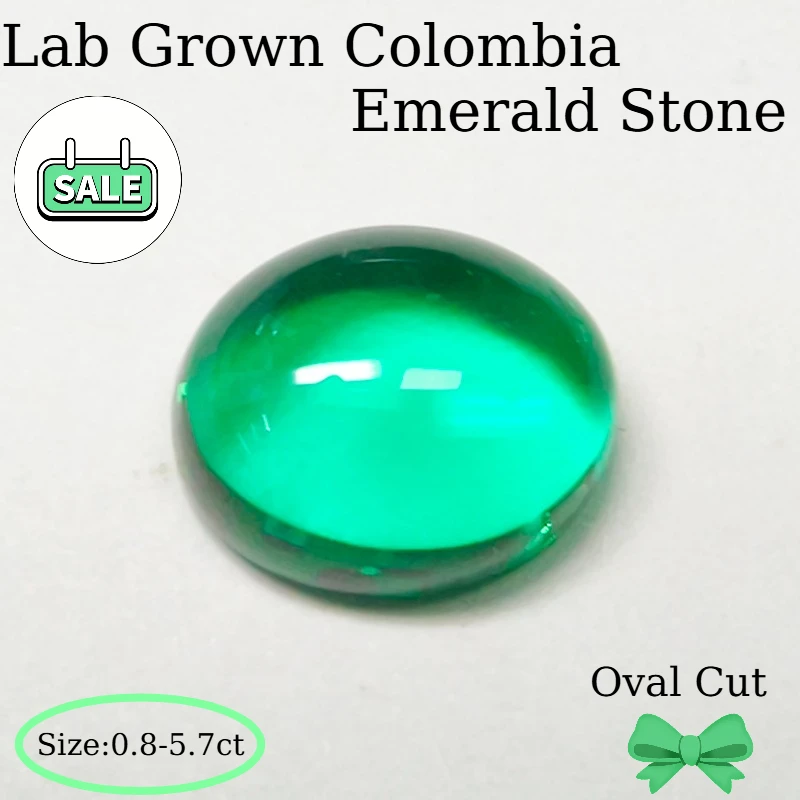 

Lab Grown Colombia Emerald Stone Smooth Surface Oval Shape Hydrothermal Gemstone for Jewelry Making Selectable Certificate