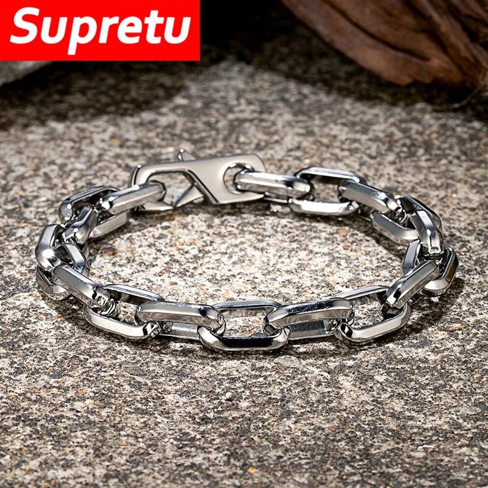 New Trendy Curb Cuba O-chain Bracelet Men Women Stainless Steel Dubai Link Charm Bangle Accessories Fashion Simple Jewelry Gifts